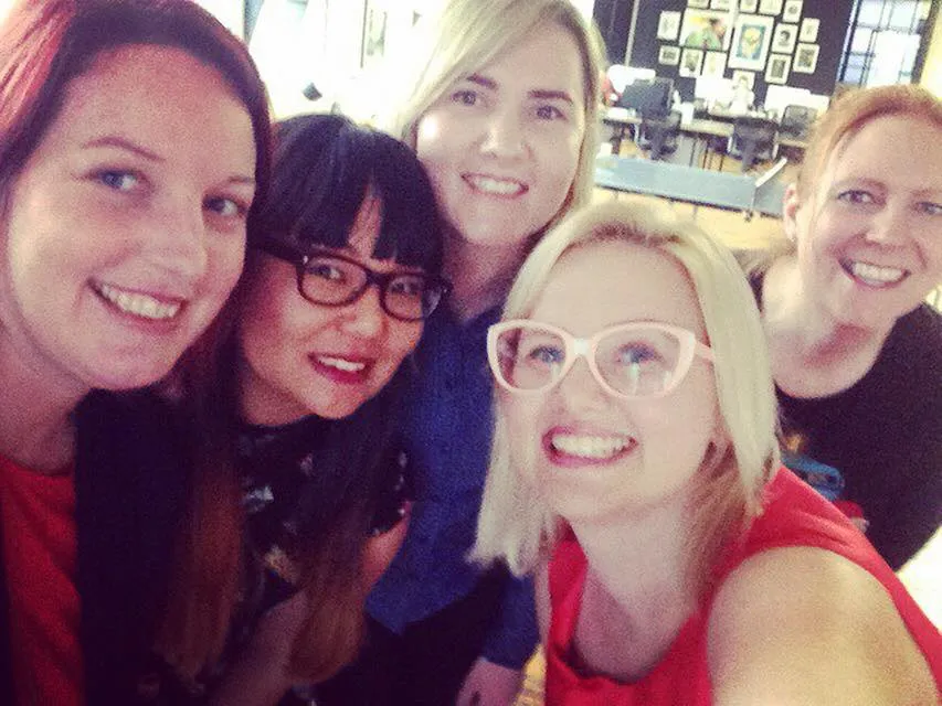 A selfie of the five Girl Geek Academy founders