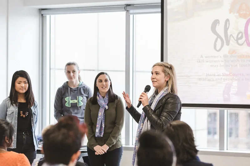 A team pitching their idea at #SheHacks 2016